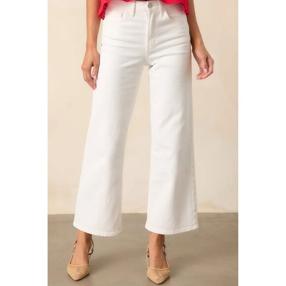 GAP Chic White High Rise Wide Leg Cropped Jeans Women's Size 12 - Picture 1 of 9